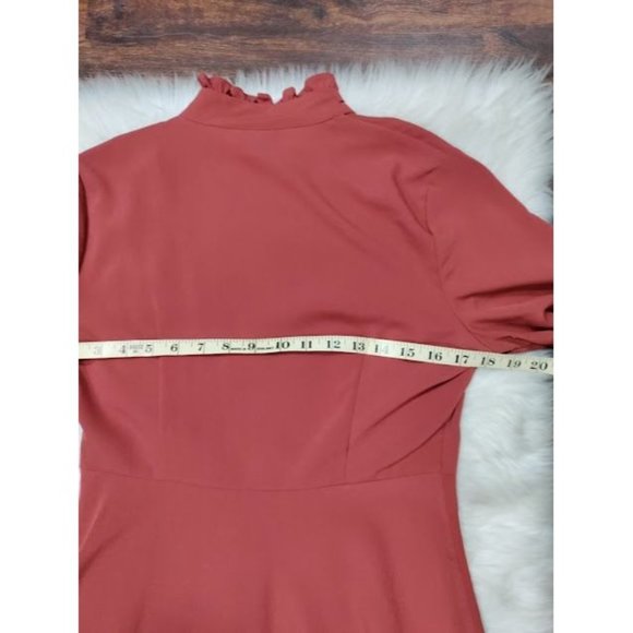 Who What Wear Mock Neck Button Up A-Line Pirate Mini Dress Red Women's Size S - Picture 5 of 12